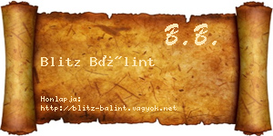 Blitz Bálint névjegykártya